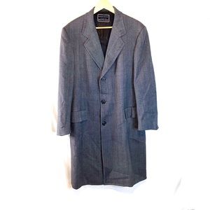 Saks Fifth Avenue Vtg Men’s Gray Wool Trench Coat 46R Long Line Gentleman’s